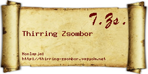 Thirring Zsombor névjegykártya